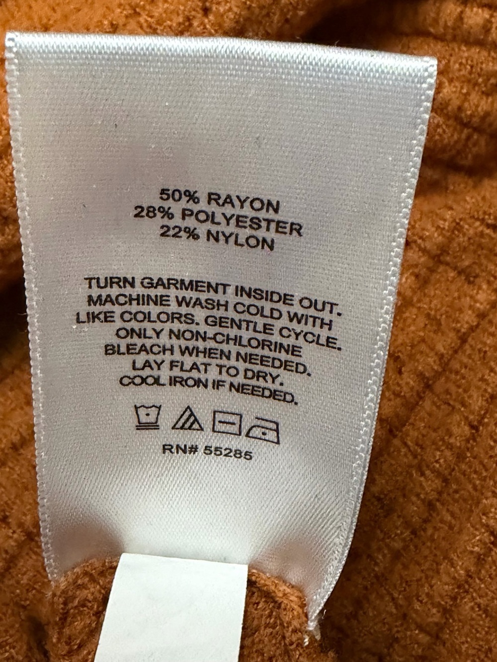 Express Women's Burnt Orange Button-Front Ribbed Cardigan - Picture 5 of 7